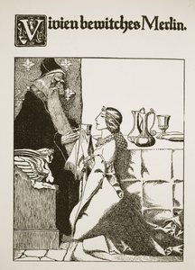 Vivien hechiza a Merlín, ilustración de 
